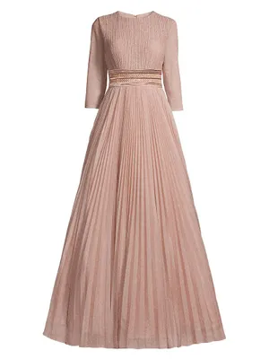 Shimmering Pleated A-Line Gown