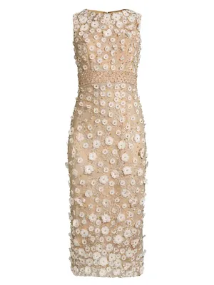 Floral Beaded Sheath Dress