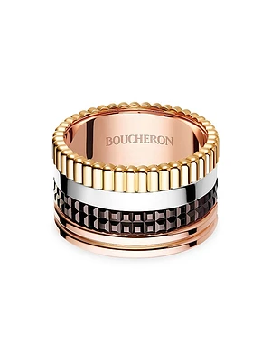 Unisex Quatre Classique Tri-Tone 18K Gold & PVD Large Ring