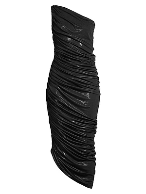 Diana Metallic Ruched One-Shoulder Gown
