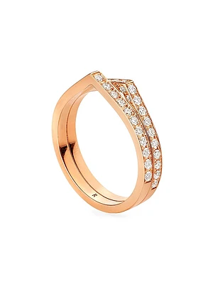 Antifer 18K Pink Gold & 0.52 TCW Diamond Double Ring