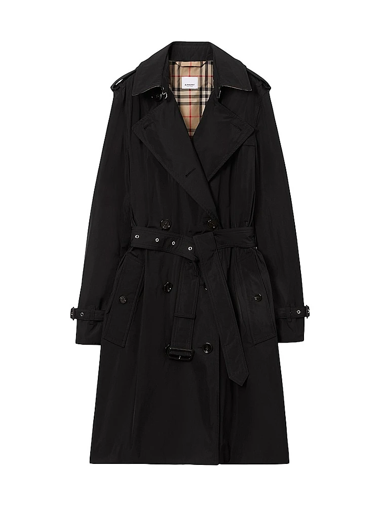 Kensington Belted Double-Breasted Logo Coat