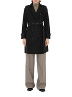 Kensington Belted Double-Breasted Logo Coat