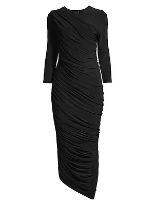 Diana Ruched Bracelet-Length Sleeve Gown
