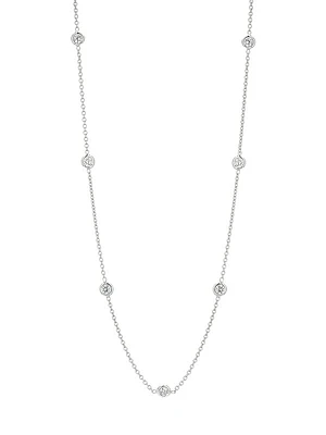 18K White Gold & 0.7 TCW Diamond Station Necklace