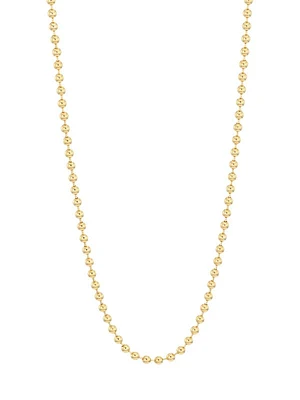 18K Yellow Gold Heavy Beaded Ball Chain Necklace/18"