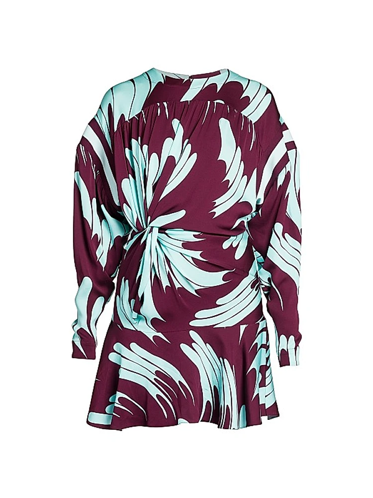 Maisie Abstract Print Front-Twist Minidress