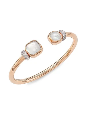 Nudo 18K Rose Gold, White Topaz & Mother-Of-Pearl Cuff