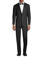 One-Button Peak Lapel Wool Suit