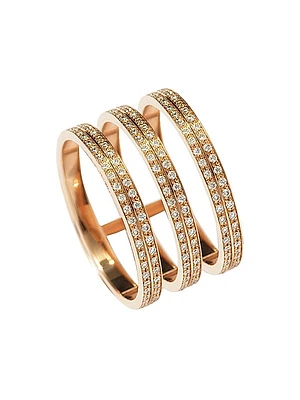 Berbere 18K Rose Gold & 1.48 TCW Triple-Band Ring