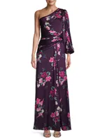 leena Floral One-Shoulder Gown