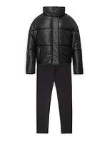 Little Girl's & Girl's Jemma Vegan Leather Puffer Jacket