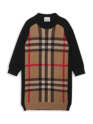 Little Girl's & Girl's Dianne Archival Vintage Check Wool-Cashmere Sweater Dress
