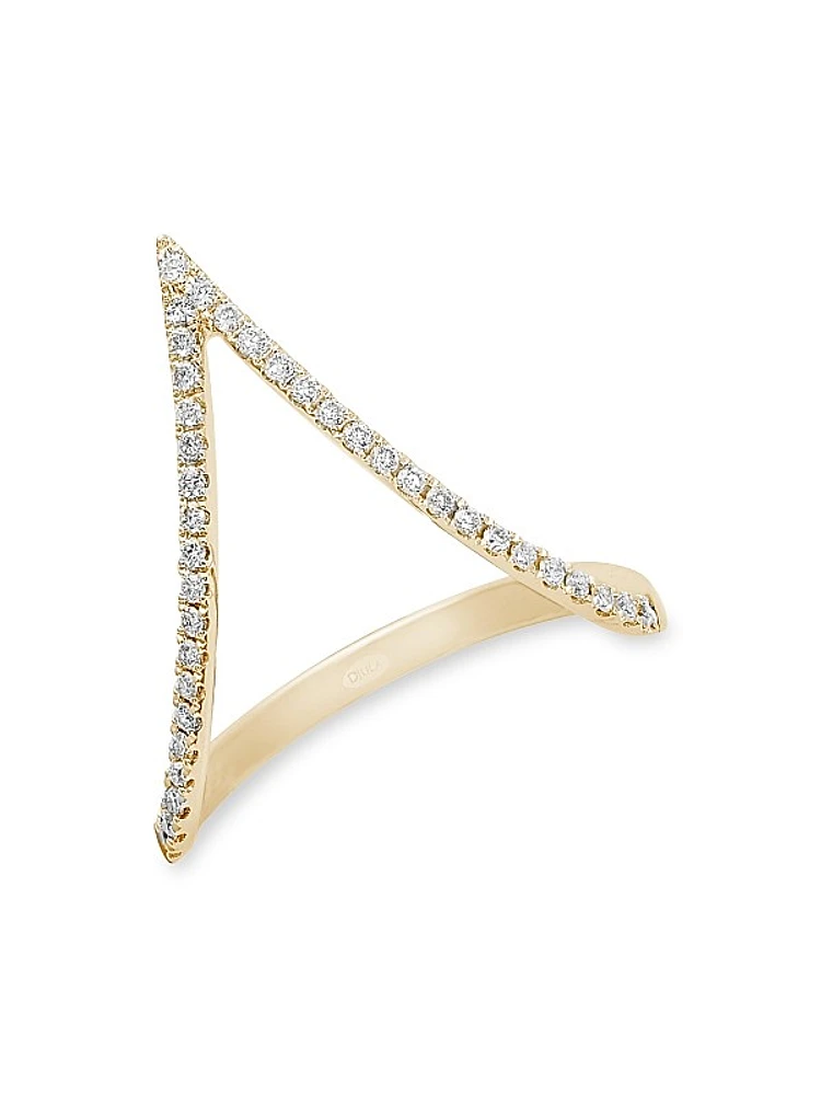 Graphique 18K Gold & Diamond V Ring