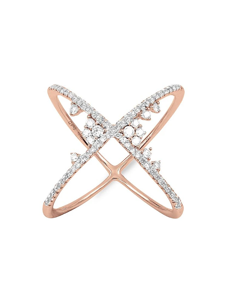 Fairytale 18K Gold & TCW Diamond Crisscross Ring