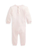Baby Girl's Fleece Polo Bear Coveralls
