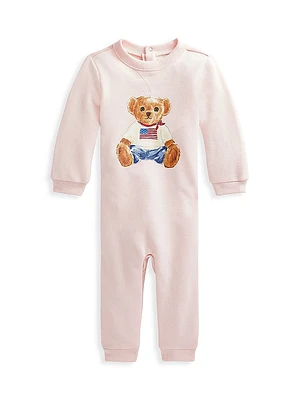 Baby Girl's Fleece Polo Bear Coveralls