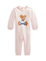 Baby Girl's Fleece Polo Bear Coveralls