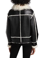 Leather Shearling-Trimmed Moto Jacket