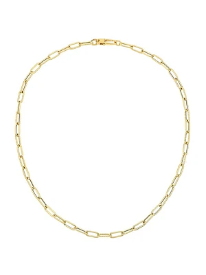 18K Yellow Gold Polished & Fluted Paper Clip Chain Necklace