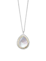 Chimera Two-Tone, Gemstone & 0.26 TCW Diamond Large Teardrop Pendant Necklace