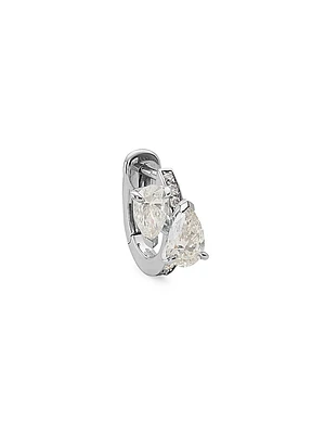 18K White Gold & 0.50 TCW Diamond Single Huggie Hoop Earring - Left Or Right