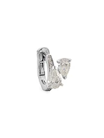 18K White Gold & 0.50 TCW Diamond Single Huggie Hoop Earring - Left Or Right