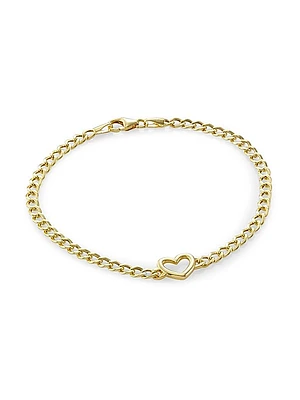 14K Gold Heart Charm Bracelet