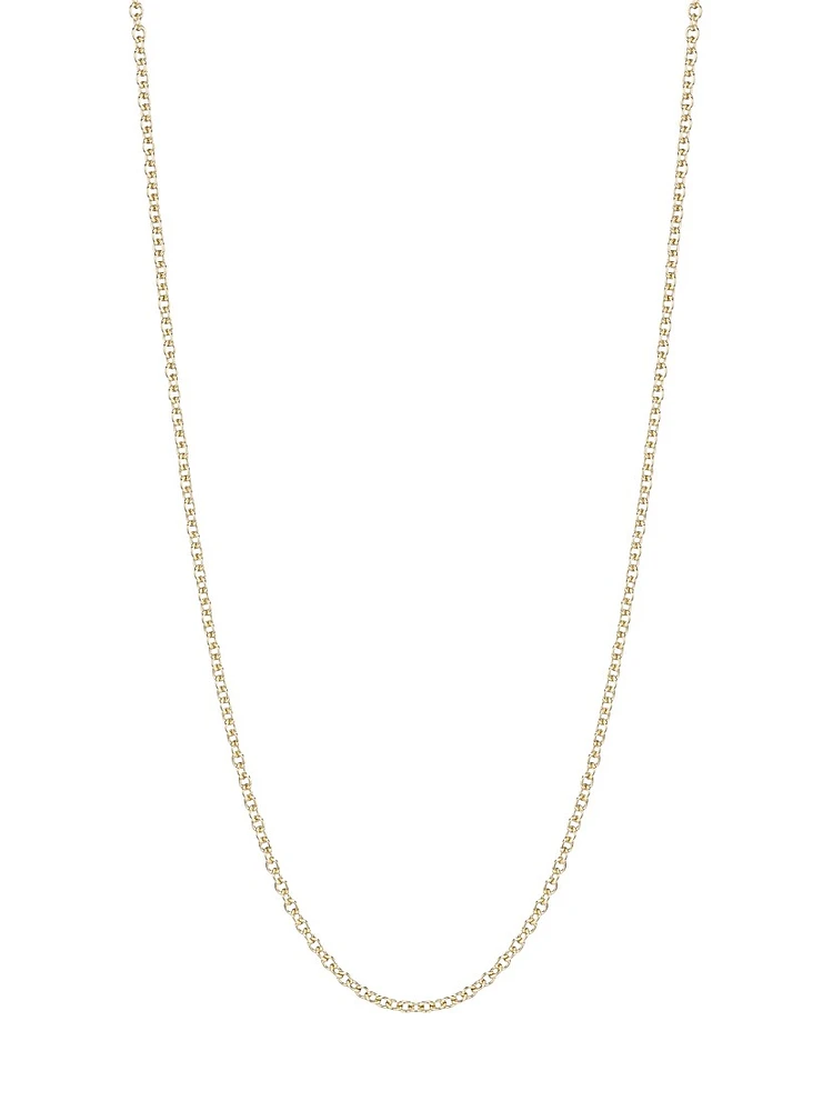 Solid 14K Gold Round Cable Chain Necklace