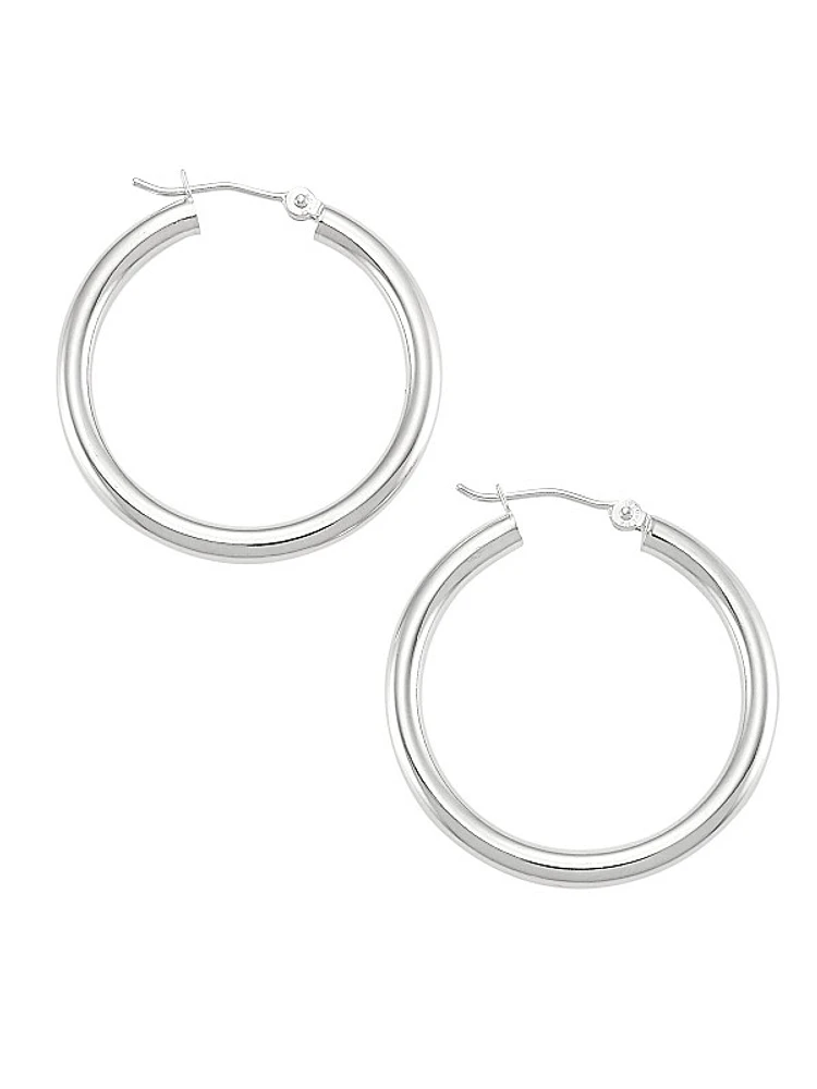 14K White Gold Hoop Earrings