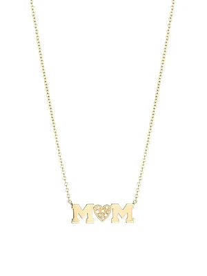 Personalized 14K Gold & Diamond Mom Necklace