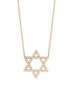Bezel 14K Gold & Diamond Open Star Of David Necklace