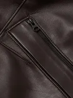 Leather Stand Collar Longline Jacket