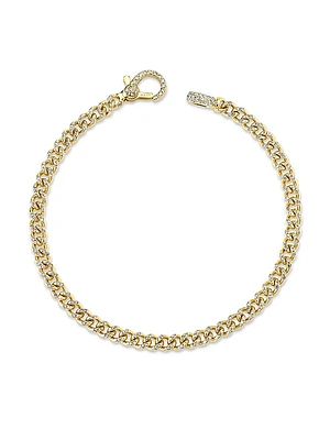 18K Yellow Gold & Diamond Curb Chain Bracelet