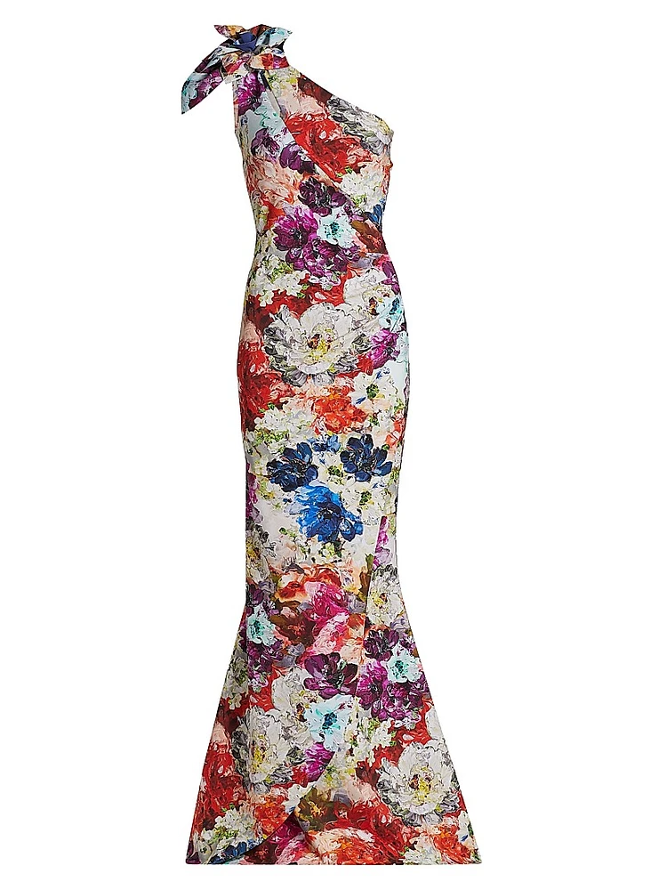 Gosia Floral One-Shoulder Gown