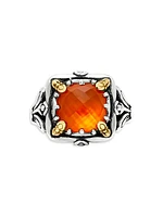 Scion Sterling Silver, 18K Yellow Gold & Carnelian Doublet Ring