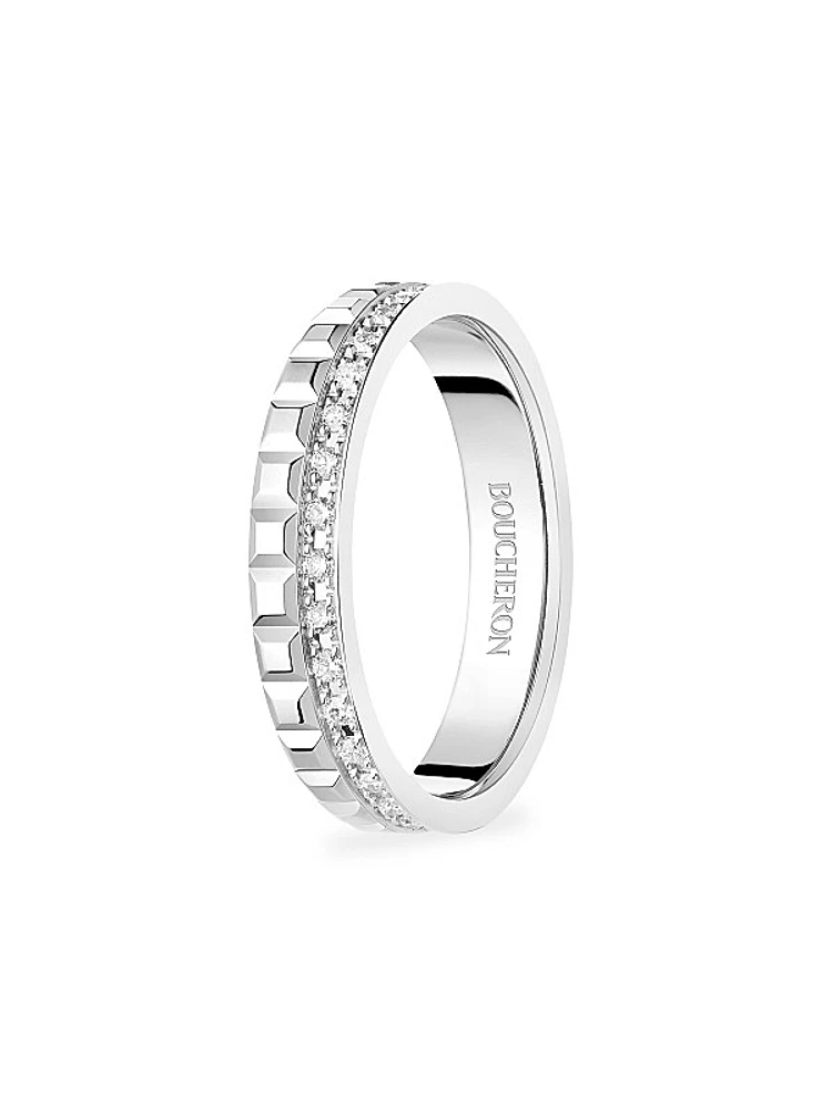 Quatre Radiant Edition Clou De Paris 18K White Gold & 0.24 TCW Diamond Wedding Band
