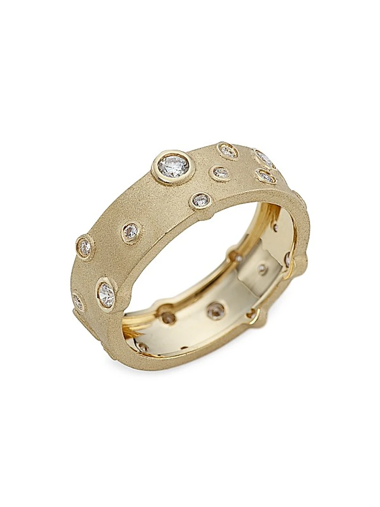 14K Yellow Gold & Diamond Anniversary Cigar Ring