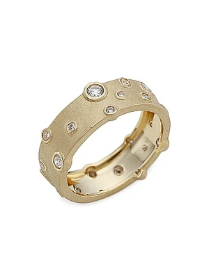 14K Yellow Gold & Diamond Anniversary Cigar Ring