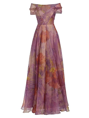 Metallic Off-The-Shoulder Gown