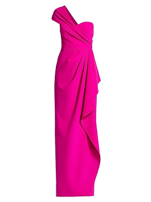 Crepe One-Shoulder Gown