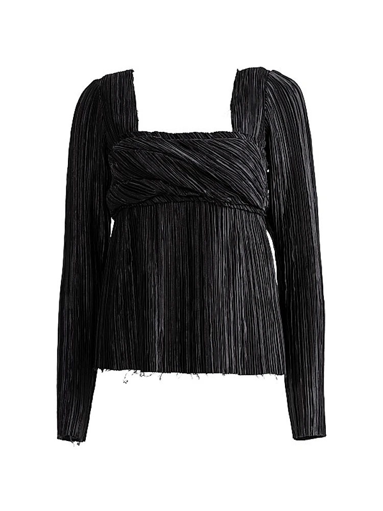 Satin Plissè Pleat Top