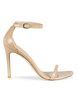 Nudistcurve Patent Leather Ankle-Strap Stiletto Sandals