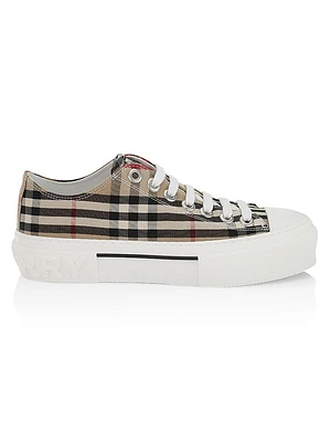 Check Cotton Logo Sneakers