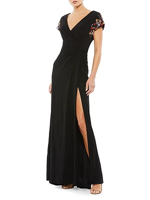 Embellished Wrap Gown