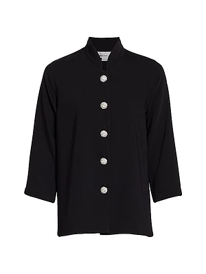 Suzette Pavé-Button Crepe Jacket