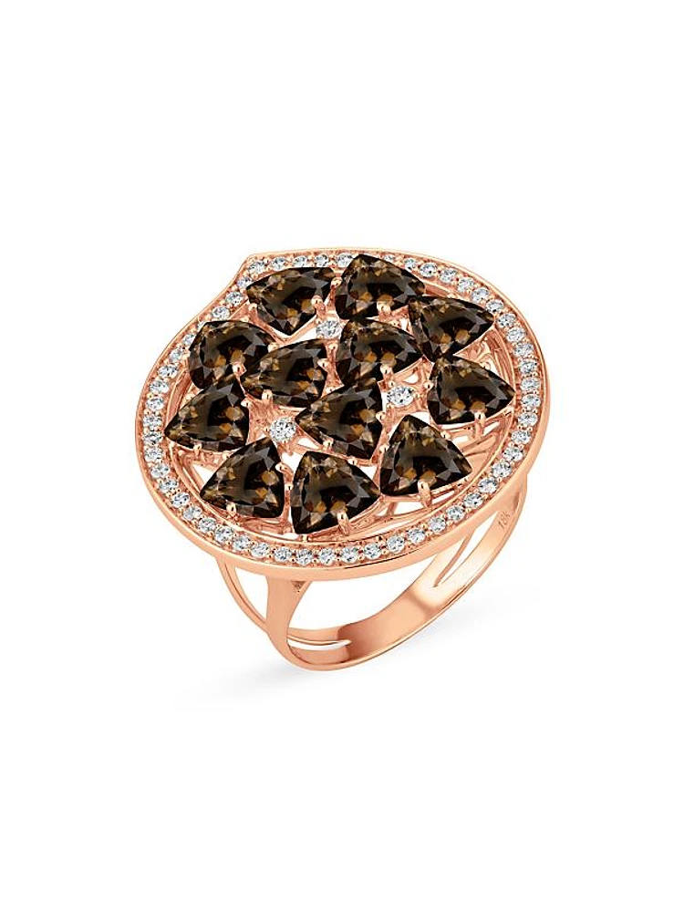 Mirage 18K Rose Gold, Smoky Quartz & 0.25 TCW Diamond Ring