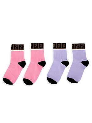 Kid's 2-Pack Logo Trim Socks