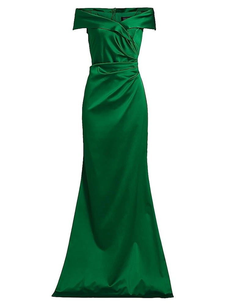 Satin Off-The-Shoulder Gown