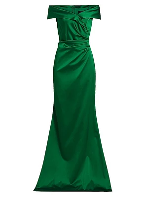 Satin Off-The-Shoulder Gown